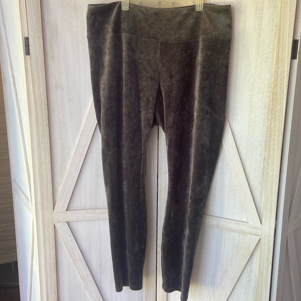 J.Jill Pure Jill Crushed-Velour Smooth-Waist Leggings Gray Size XL (16-18)